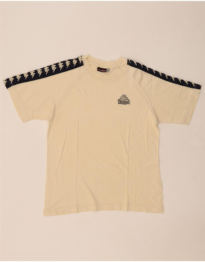 KAPPA Ανδρικό γραφικό T-Shirt Top Small Beige Colourblock Βαμβακερό