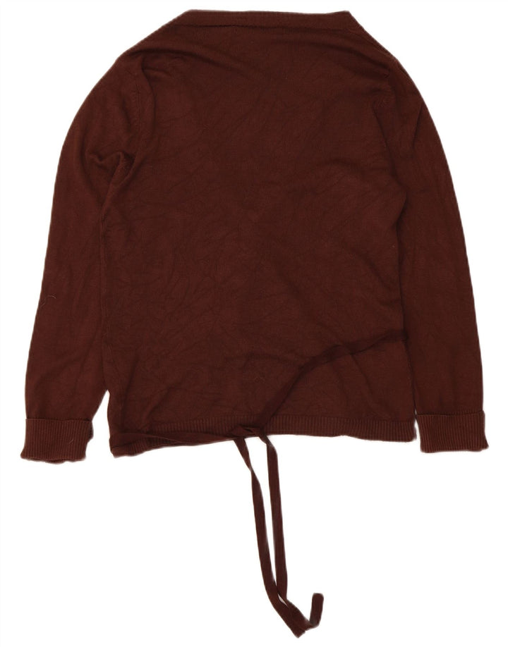Zara Γυναικείο πουλόβερ ζακέτας UK 12 Medium Brown Rayon
