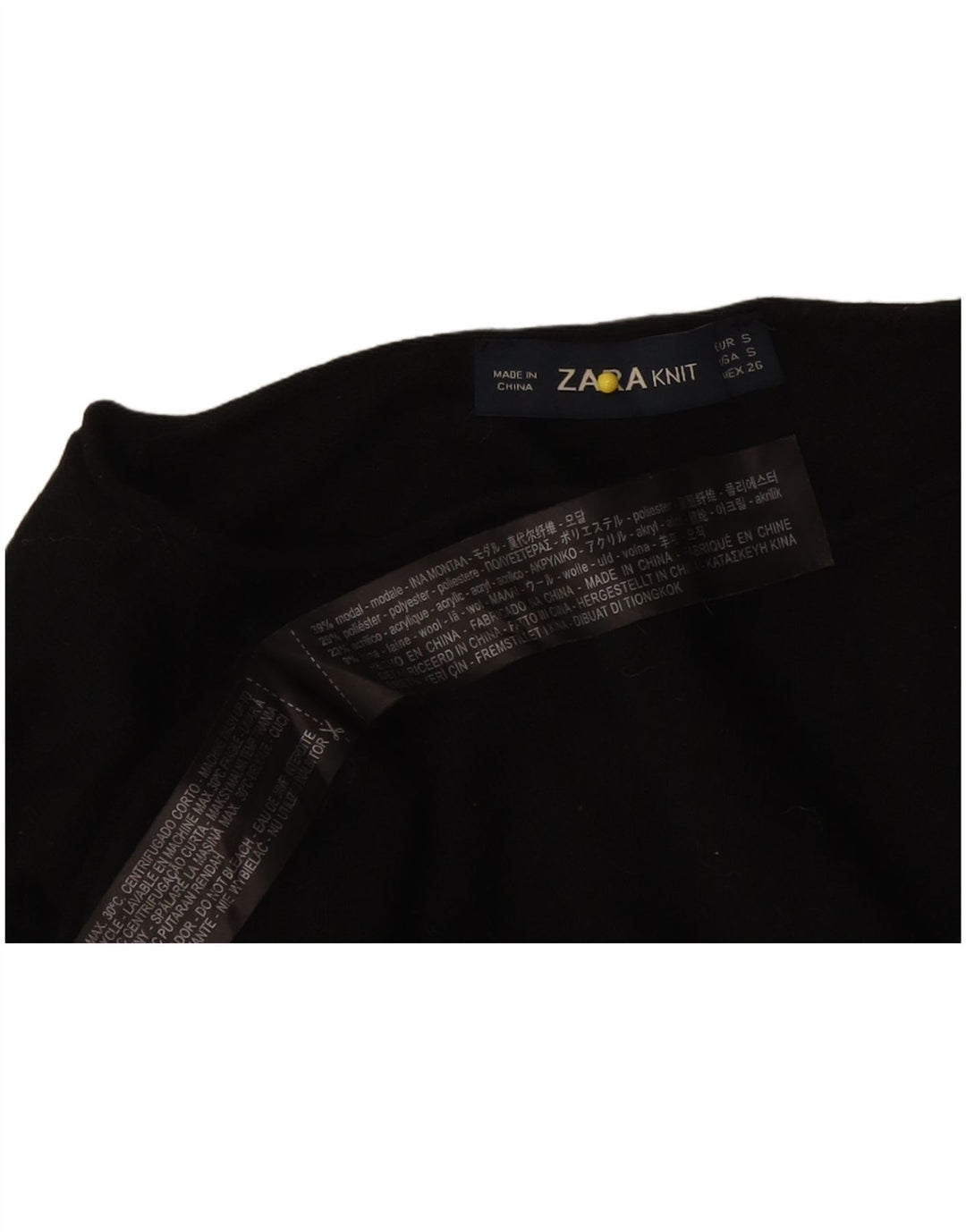 Zara γυναικείο τοπ μακρυμάνικο UK 10 Small Black Modal