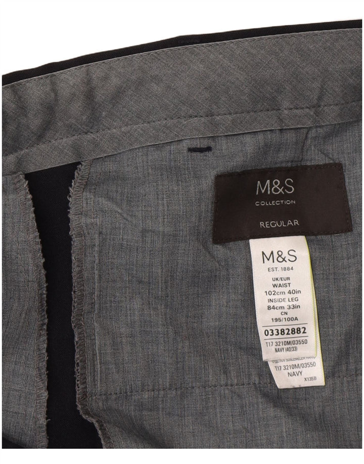 Marks & Spencer Ανδρικό ίσιο κανονικό παντελόνι W40 L33 Navy Blue