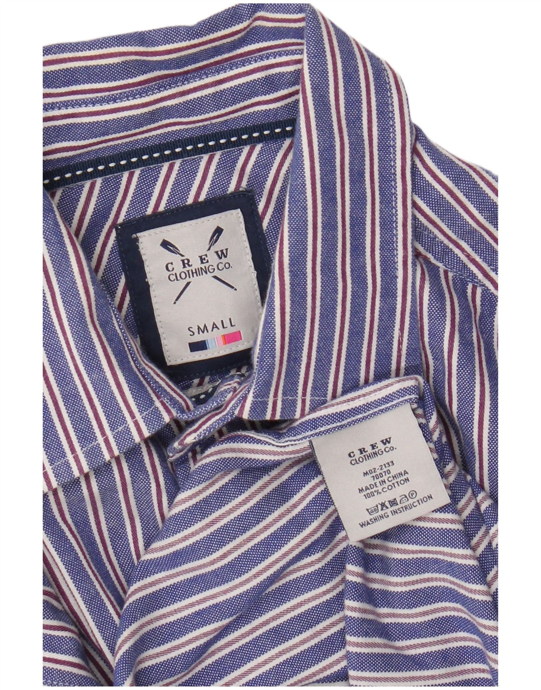 Ανδρικό πουκάμισο Crew Clothing Μικρό Βαμβακερό μπλε ριγέ