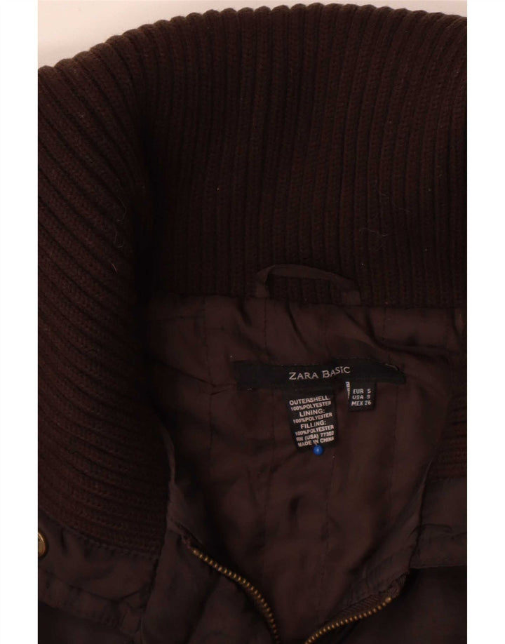 Zara Γυναικείο μπουφάν με επένδυση UK 10 Small Brown Πολυεστέρας