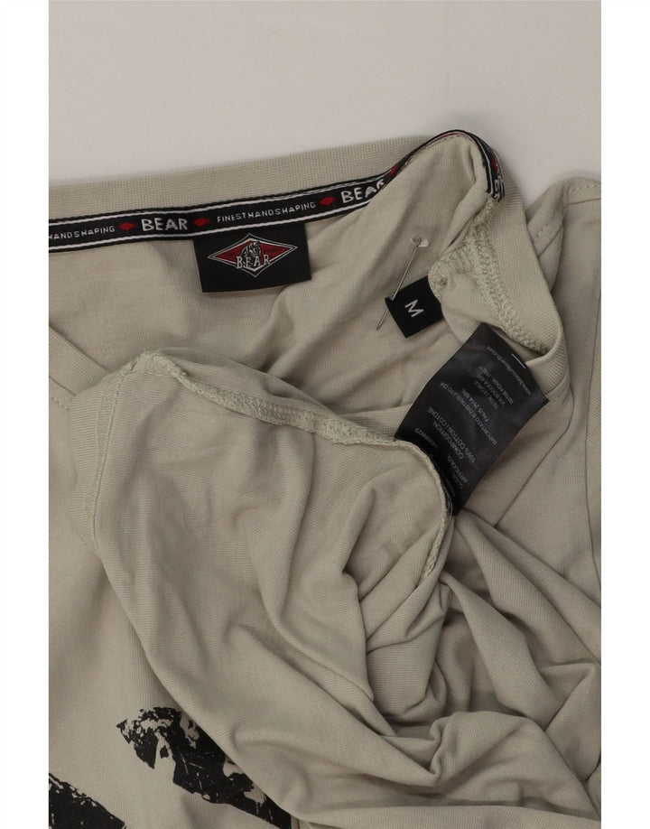 Ανδρικό Bear Graphic T-Shirt Top Μεσαίο γκρι βαμβακερό