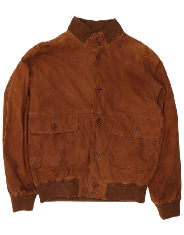 Living World Ανδρικό Suede Bomber Jacket UK 42 XL Καφέ Δερμάτινο