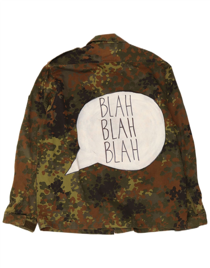 VINTAGE Ανδρικό γραφικό Military Jacket UK 36 Small Khaki Camouflage