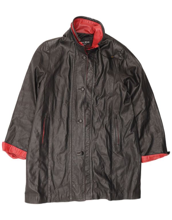 FLORENCE MOON Γυναικείο Δερμάτινο Παλτό IT 54 2XL Μαύρο Colourblock Δέρμα