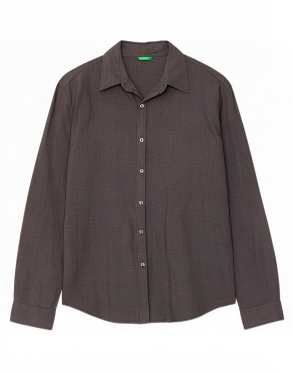 Γυναικείο πουκάμισο Benetton UK 16 Large Grey Pinstripe