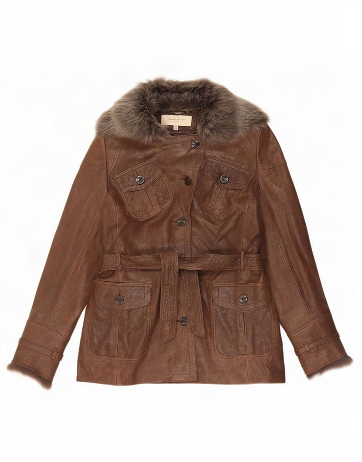 Karen Millen Γυναικείο Δερμάτινο Μπουφάν UK 12 Medium Brown