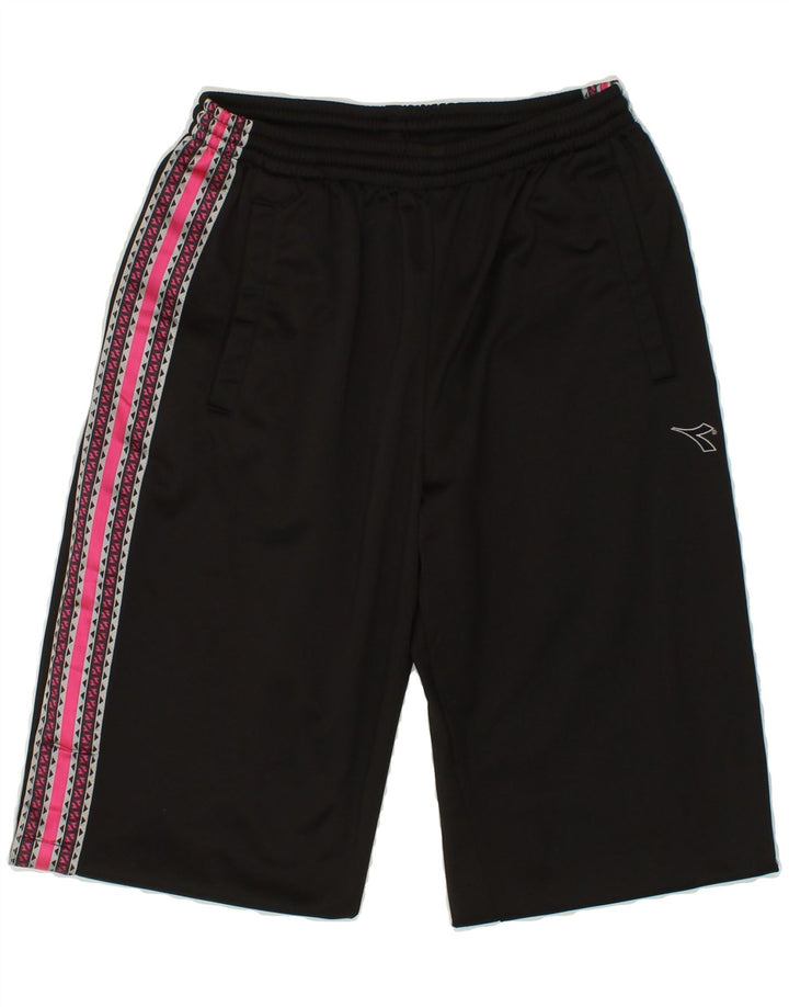 DIADORA Womens Tracksuit Trousers UK 12 Medium Black Polyester Vintage Diadora and Second-Hand Diadora from Messina Hembry 