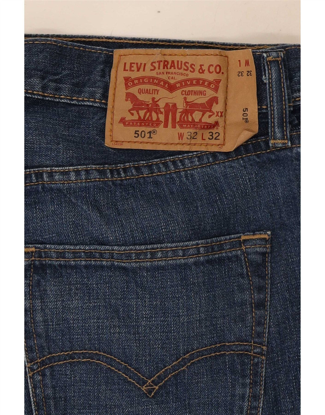 Levi's Mens 501 Straight Jeans W32 L32 Navy Blue Cotton
