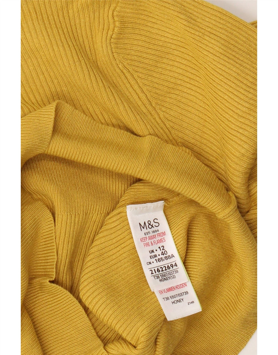 Marks & Spencer Γυναικείο πουλόβερ με λαιμόκοψη UK 12 μεσαία κίτρινη βισκόζη