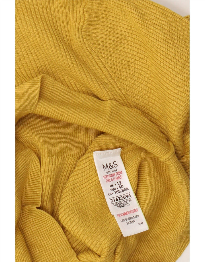 Marks & Spencer Γυναικείο πουλόβερ με λαιμόκοψη UK 12 μεσαία κίτρινη βισκόζη
