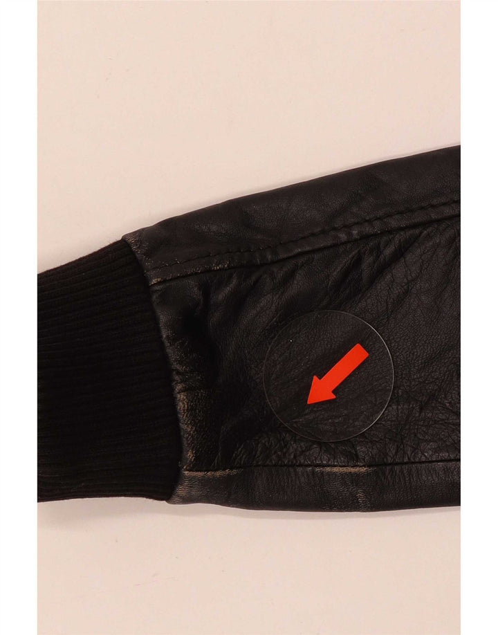 Pull & Bear Ανδρικό Δερμάτινο Μπουφάν UK 36 Small Black Colourblock