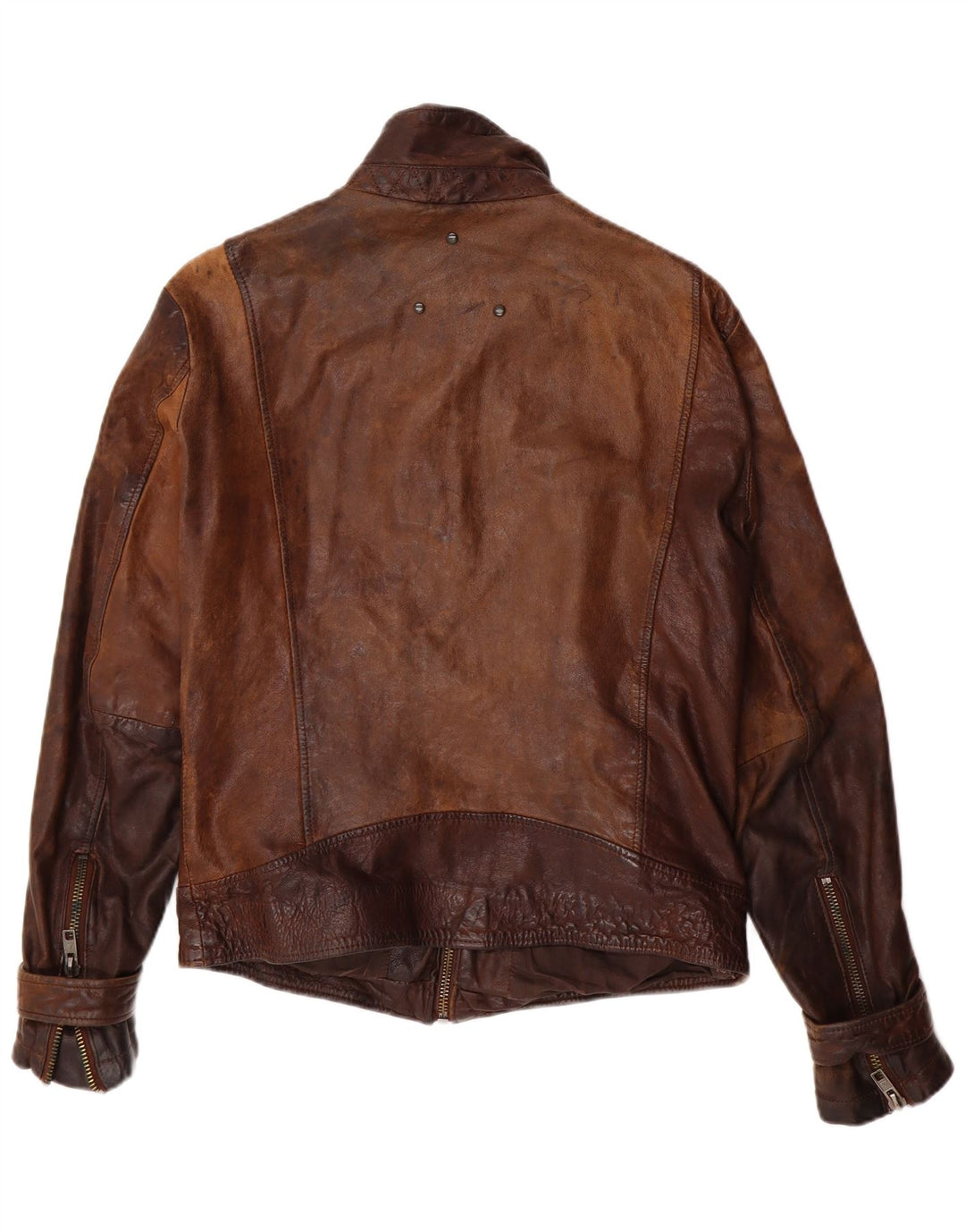 Be Edgy Mens Leather Jacket UK 38 Medium Brown Leather