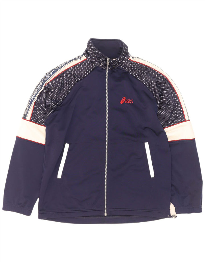 Ανδρική αθλητική φόρμα γραφικών Asics Top μπουφάν μεγάλο μπλε ναυτικό χρώμα