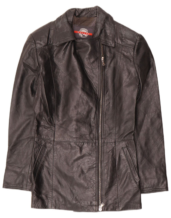 DALLAS Γυναικείο δερμάτινο μπουφάν με φερμουάρ IT 44 Medium μαύρο δέρμα