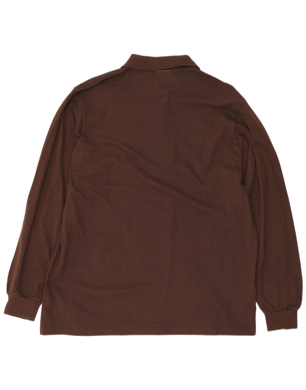 Lacoste Mens Long Sleeve Polo Shirt Size 5 Large Brown Cotton