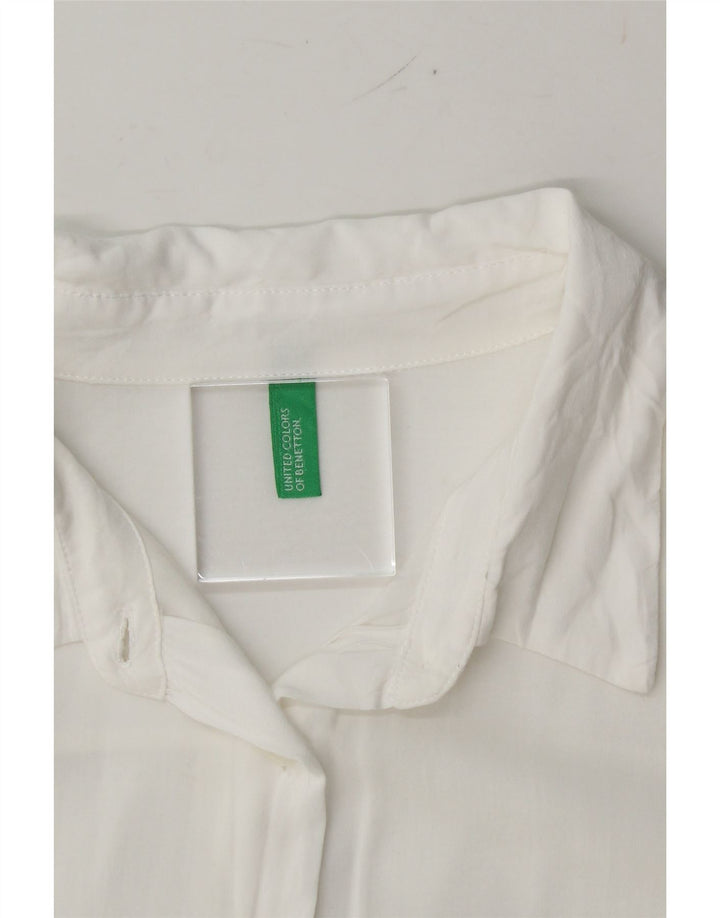 BENETTON Womens Shirt UK 14 Medium White Vintage Benetton and Second-Hand Benetton from Messina Hembry 