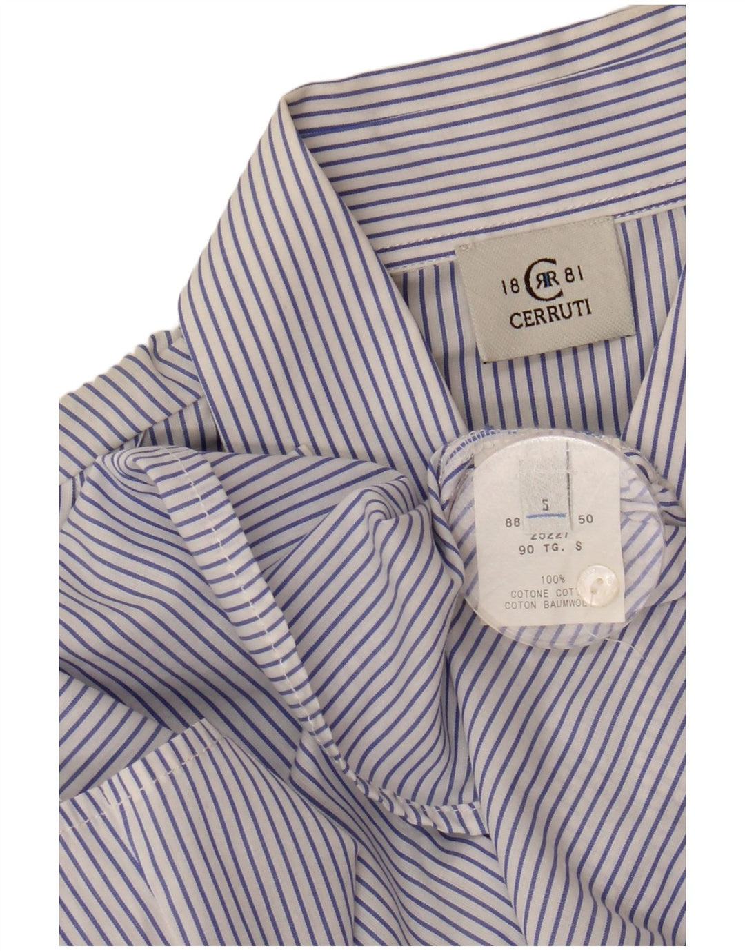 Cerruti 1881 γυναικείο μπλουζάκι μπροστινό UK 10 μικρό μπλε ριγέ βαμβακερό