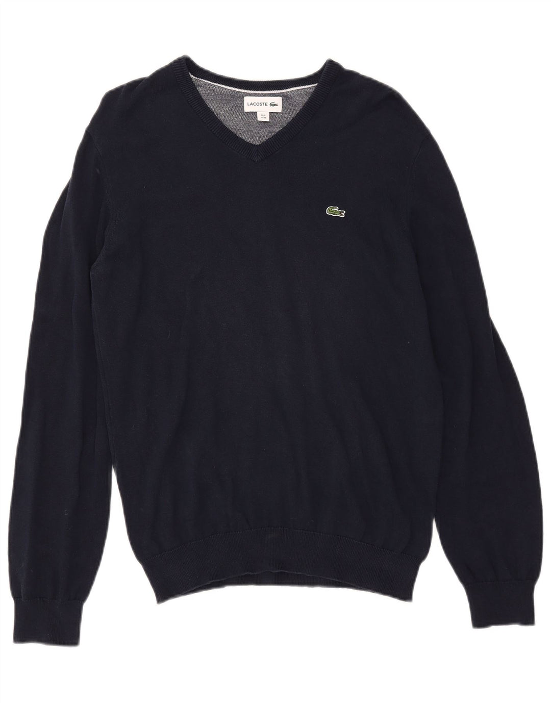 LACOSTE Ανδρικό πουλόβερ με λαιμόκοψη σε σχήμα V, μέγεθος 4, μεσαίο μπλε βαμβακερό