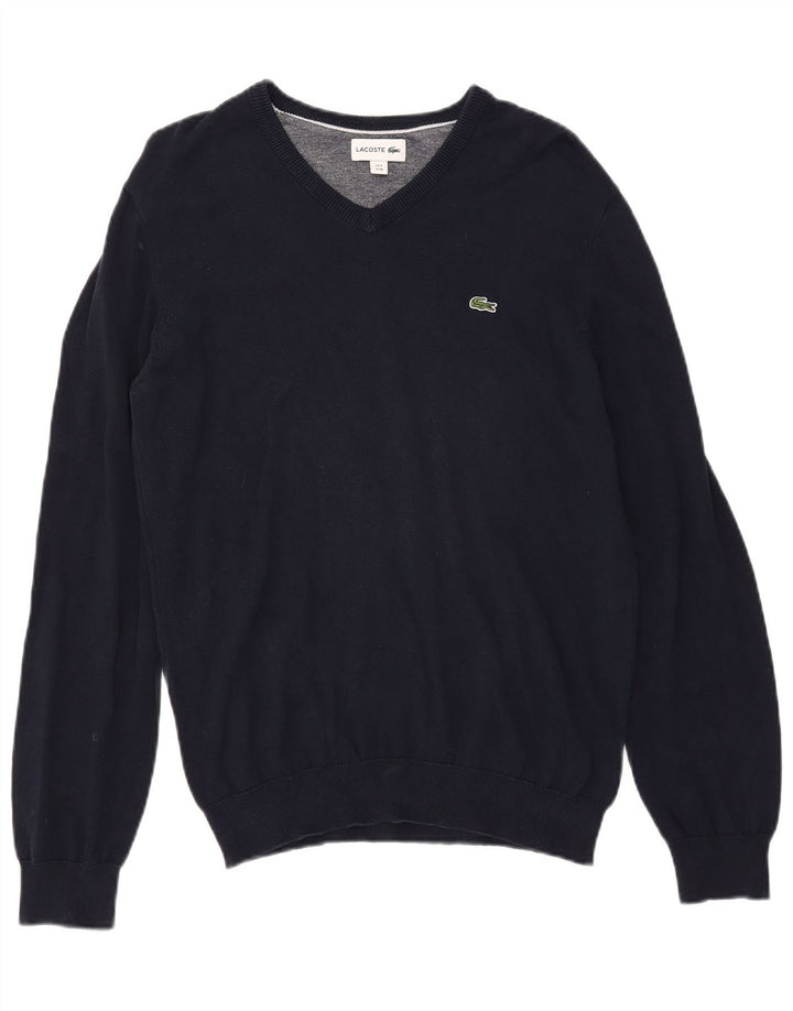 LACOSTE Ανδρικό πουλόβερ με λαιμόκοψη σε σχήμα V, μέγεθος 4, μεσαίο μπλε βαμβακερό