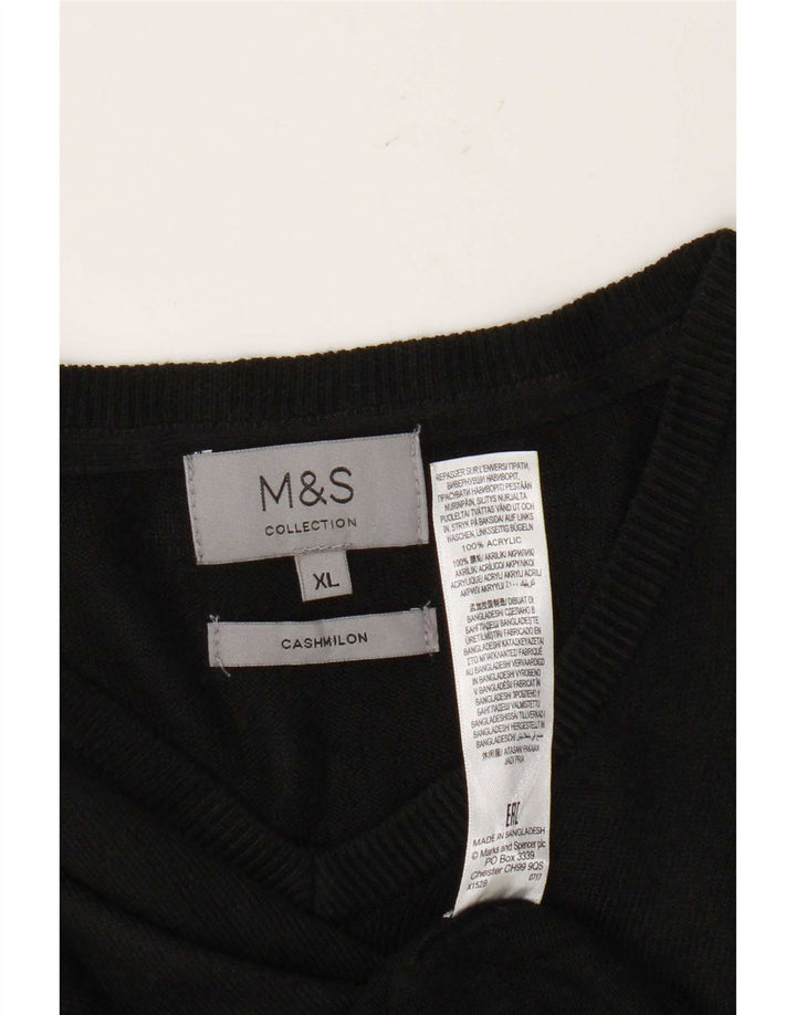 Ανδρικό πουλόβερ Marks & Spencer με V λαιμόκοψη XL Μαύρο Ακρυλικό