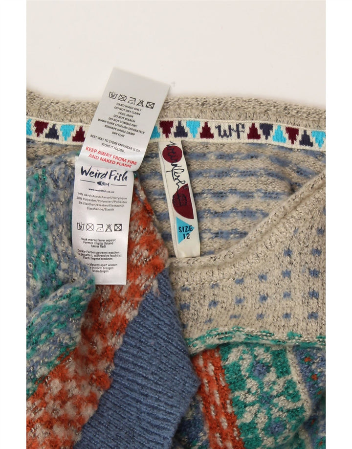 WEIRD FISH Γυναικείο πουλόβερ με λαιμό βάρκα UK 12 Medium Blue Fair Isle