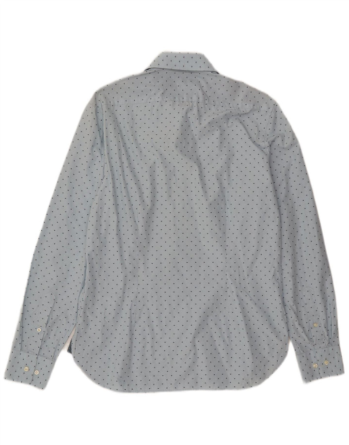 TED BAKER Ανδρικό πουκάμισο Slim Fit Μέγεθος 16 Μεγάλο μπλε βαμβακερό πουά