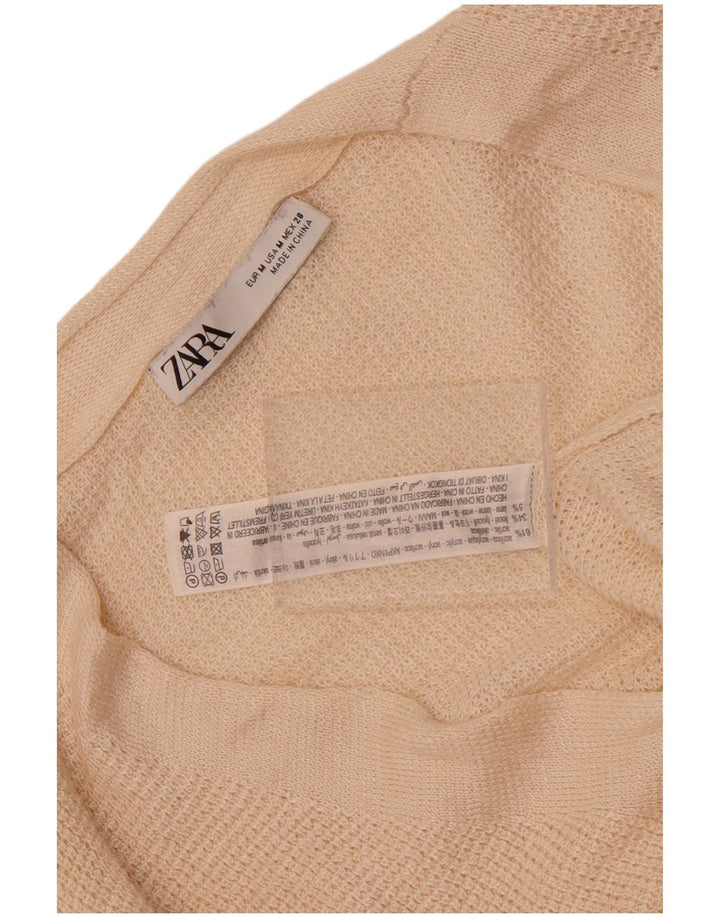 Zara Γυναικείο πουλόβερ 3/4 με ζακέτα μεγάλου μεγέθους UK 14 Medium Off White