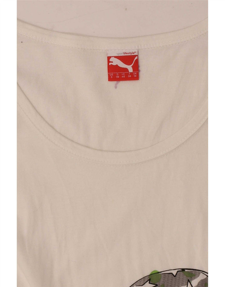 Γυναικείο κανονικό γραφικό μπλουζάκι Puma Top UK 10 Small White