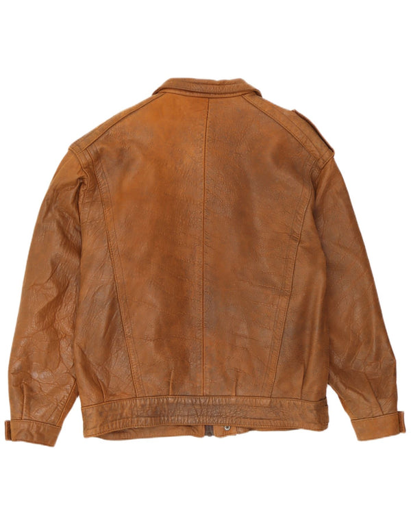 Vintage Ανδρικό Στρατιωτικό Δερμάτινο Μπουφάν UK 40 Large Brown Δερμάτινο