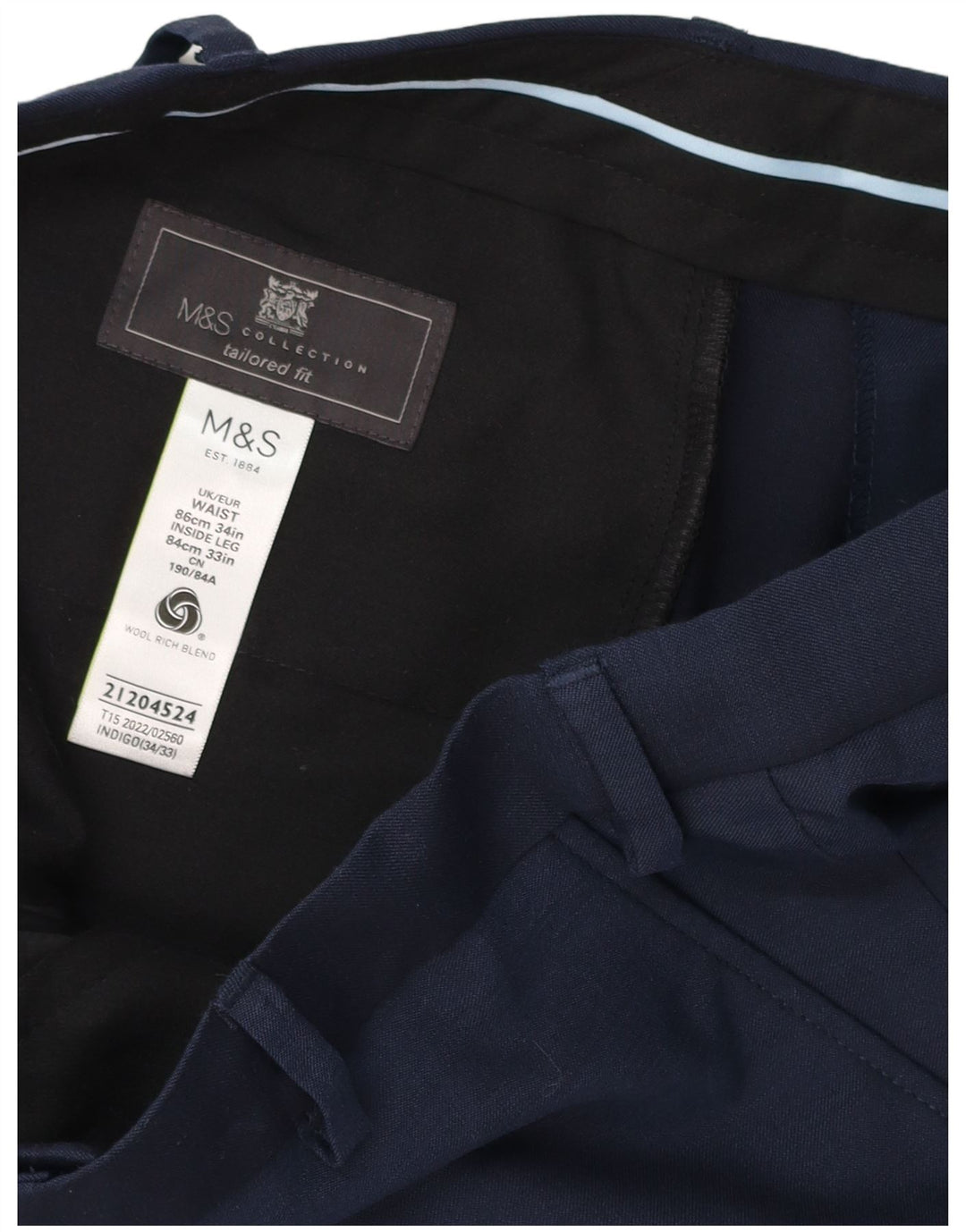 Ανδρικό ίσιο παντελόνι Marks & Spencer W34 L33 Μπλε