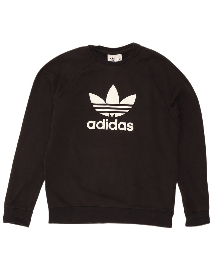 Ανδρικό γραφικό φούτερ Adidas, μεσαίο μαύρο βαμβακερό