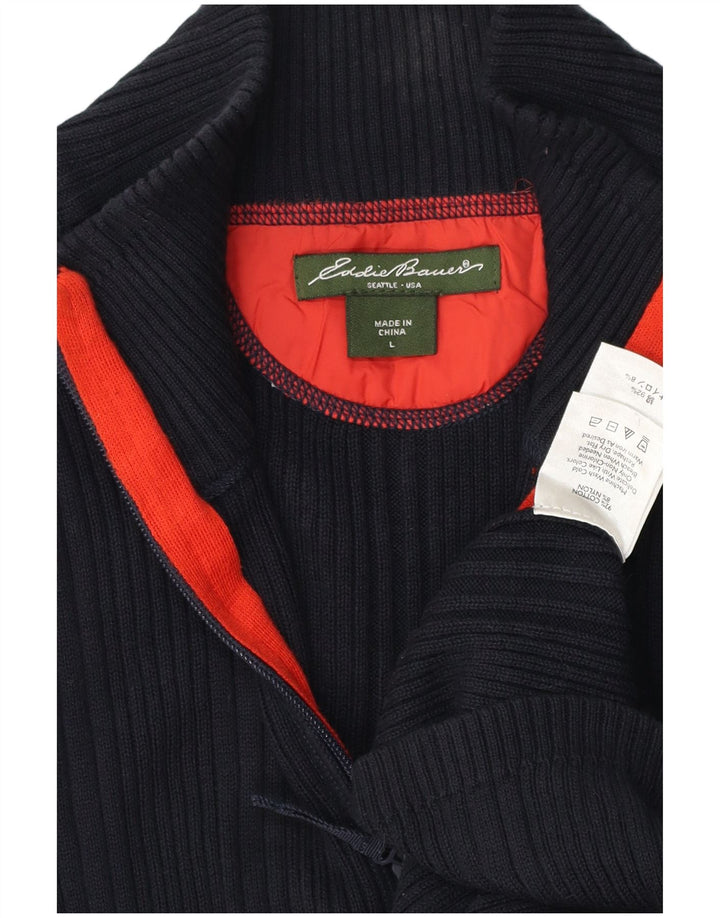 Ανδρικό πουλόβερ ζακέτα EDDIE BAUER Μεγάλο μπλε ναυτικό βαμβακερό