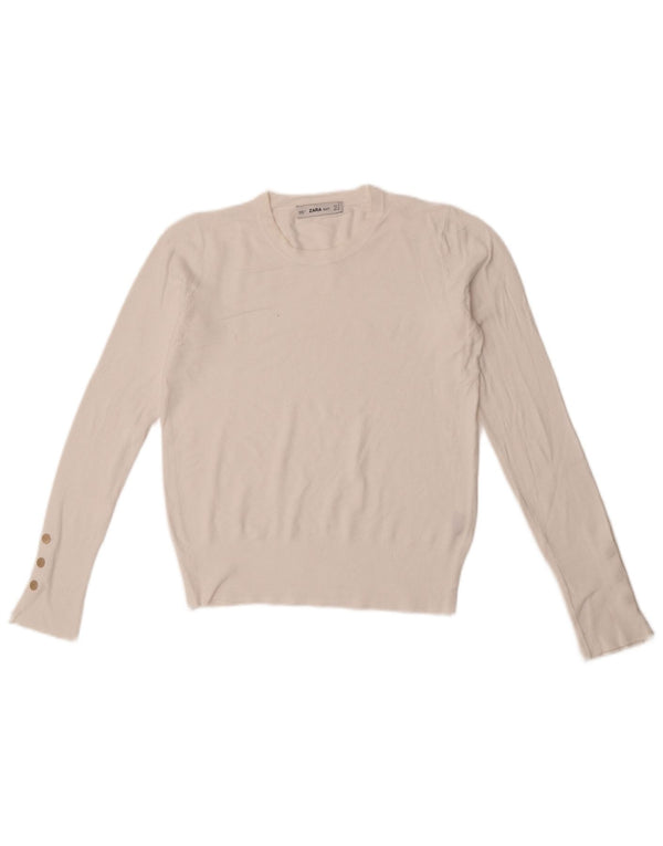 Zara Γυναικείο πουλόβερ με λαιμόκοψη Crop Crop UK 10 Small White