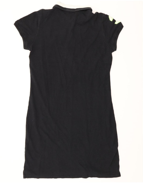 Πόλο Ασν. Γυναικείο γραφικό φόρεμα πόλο UK 14 Large Black Colourblock