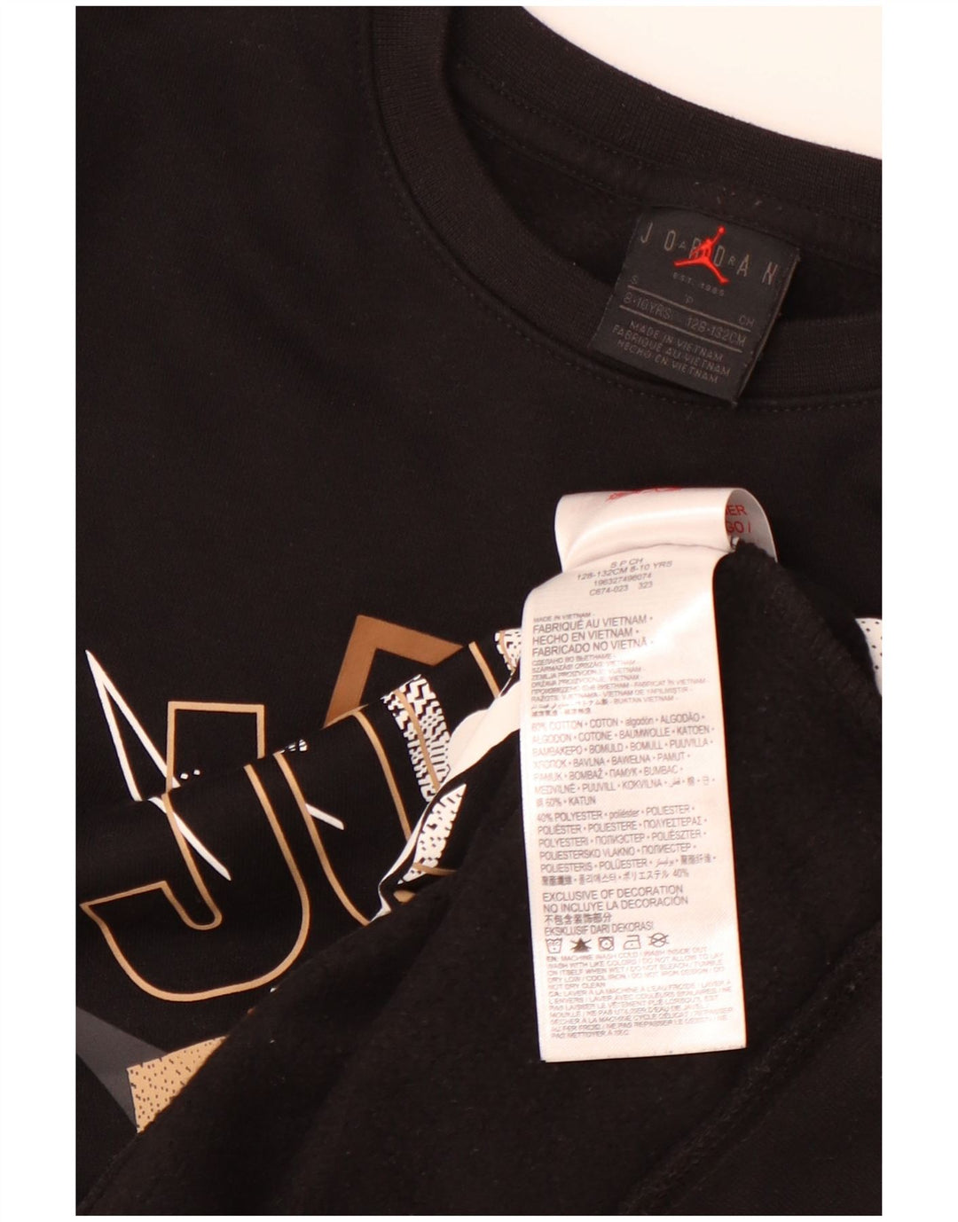 JORDAN Γραφικό φούτερ για αγόρια πουκάμισο 8-9 ετών Μικρό μαύρο βαμβακερό