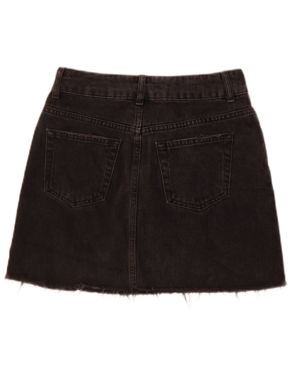 Topshop Womens Denim Skirt UK 8 Small W26  Black Cotton