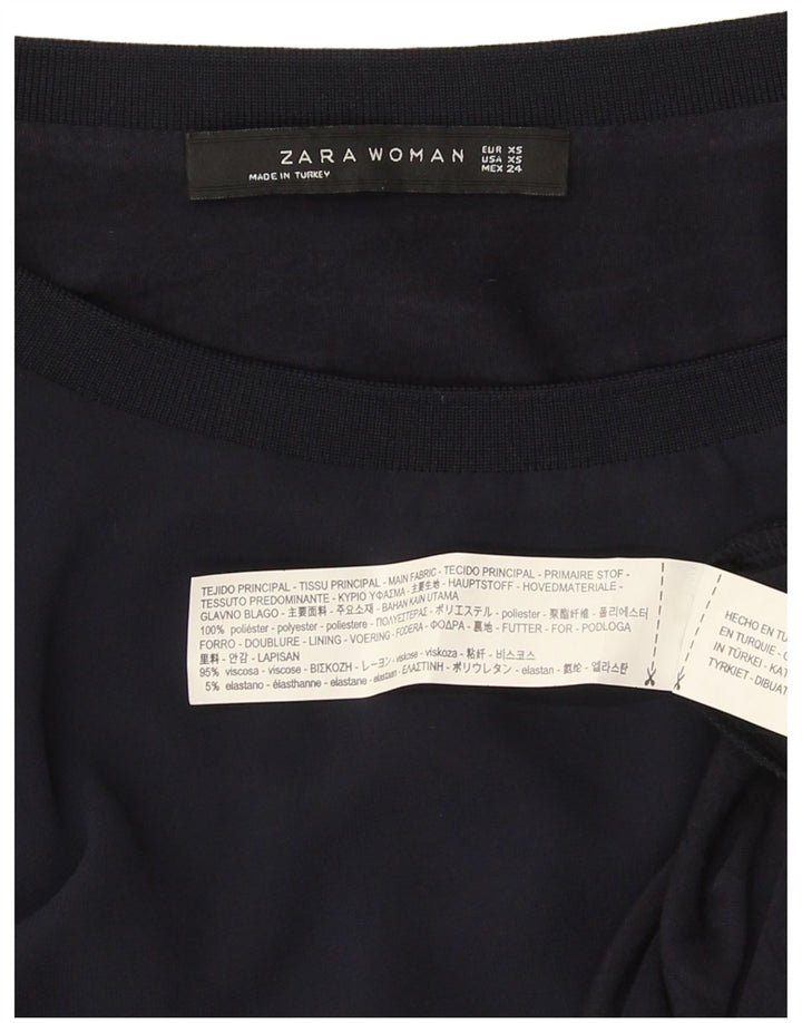 Zara Γυναικεία Μπλούζα Oversized Top UK 6 XS Navy Blue Viscose