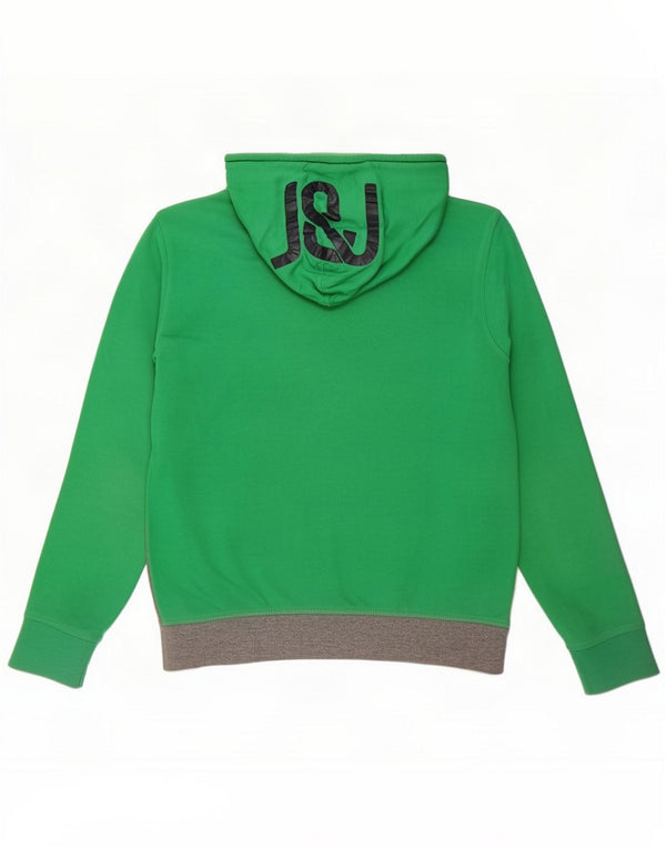 Jack & Jones Mens Graphic Hoodie Jumper Medium Green Colourblock