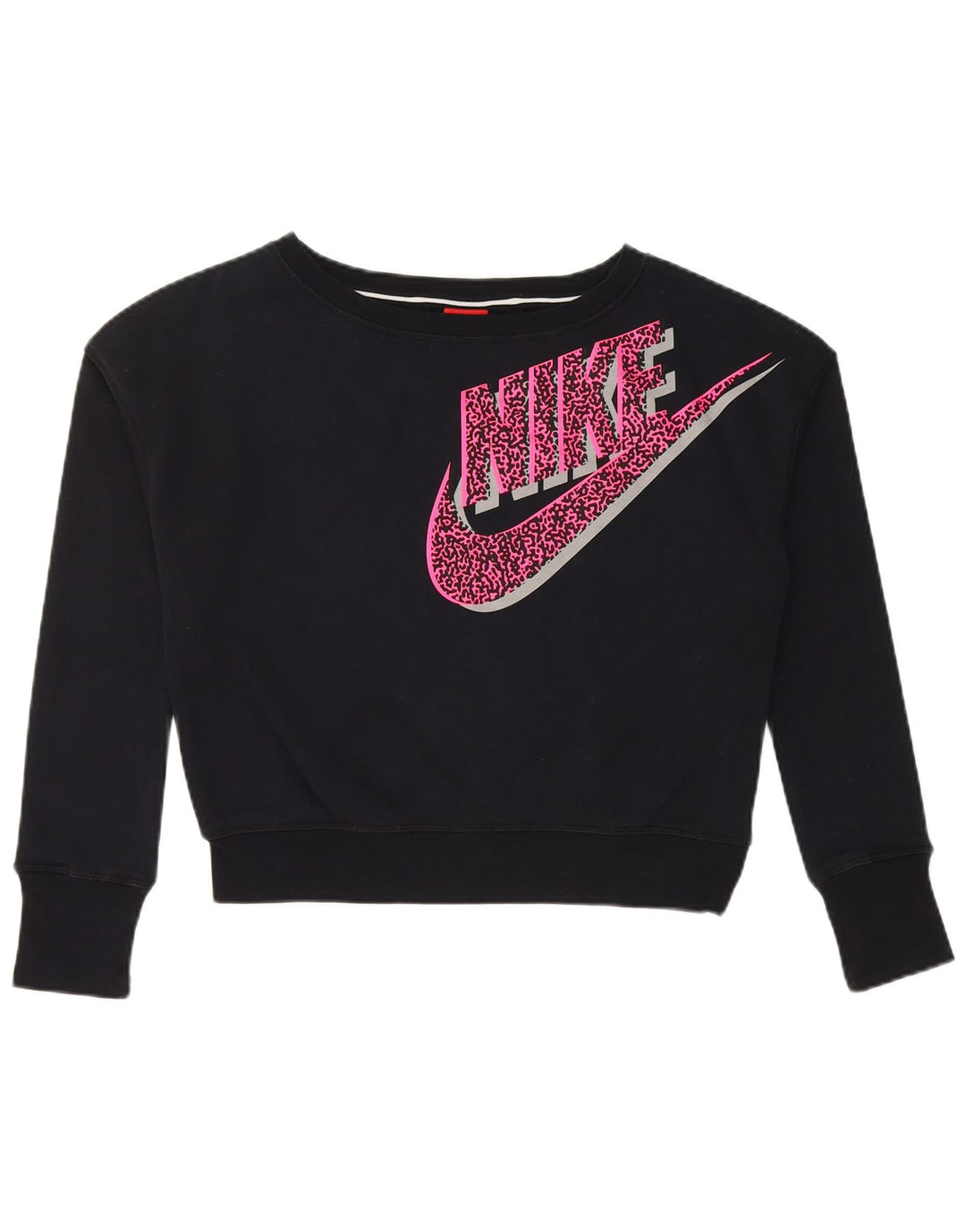 NIKE Girls Crop Graphic Φούτερ 13-14 ετών XL Μαύρο βαμβακερό