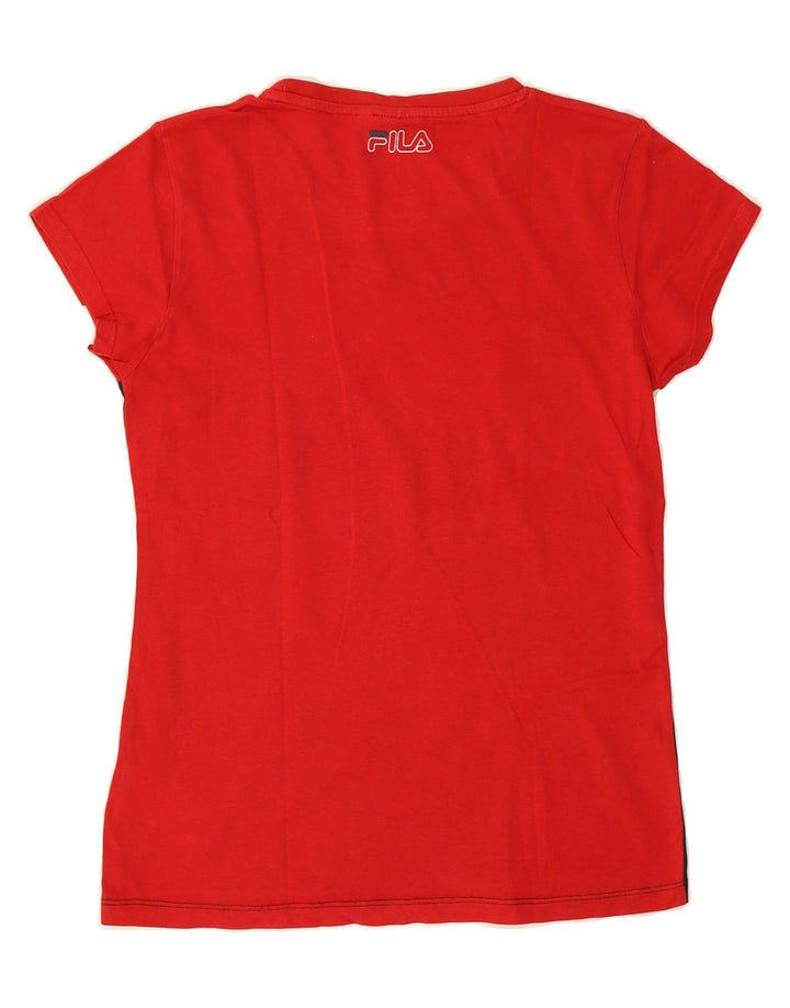 FILA Womens Graphic T-Shirt Top UK 12 Medium Multicoloured Colourblock Vintage Fila and Second-Hand Fila from Messina Hembry 