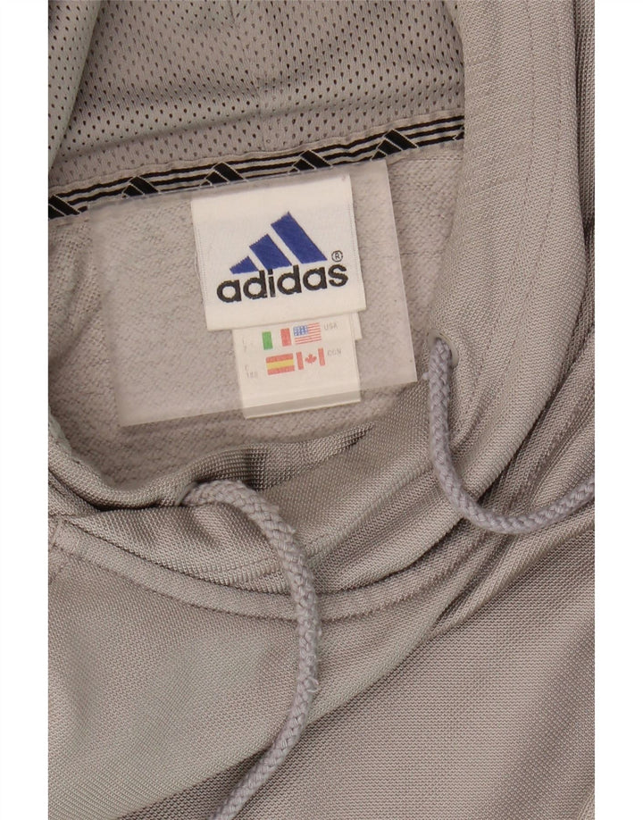 ADIDAS Mens Hoodie Jumper UK 42/44 Large Grey Polyester