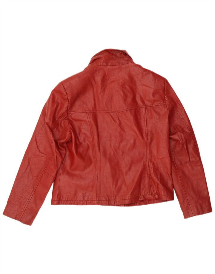 Vintage γυναικείο δερμάτινο τζάκετ 4 κουμπιών Blazer IT 44 Μεσαίο κόκκινο δέρμα