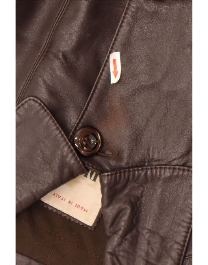 Dibi Γυναικείο Δερμάτινο Παλτό IT 48 XL Καφέ Δερμάτινο