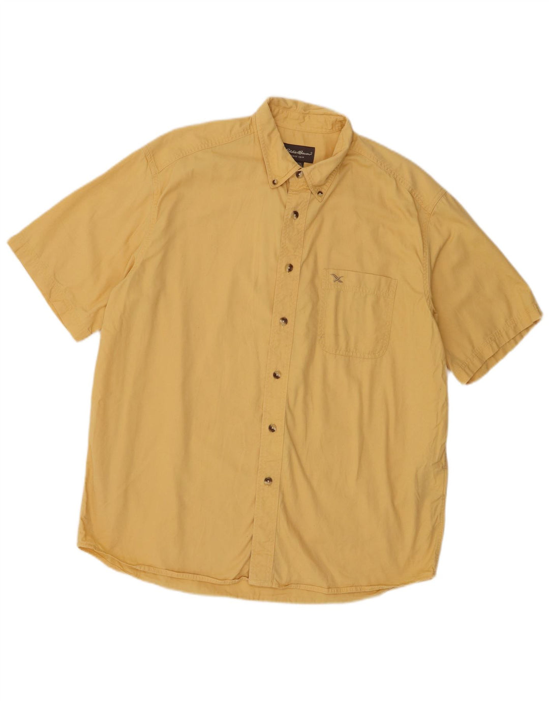 Eddie Bauer Ανδρικό κοντομάνικο πουκάμισο μεγάλο κίτρινο βαμβακερό