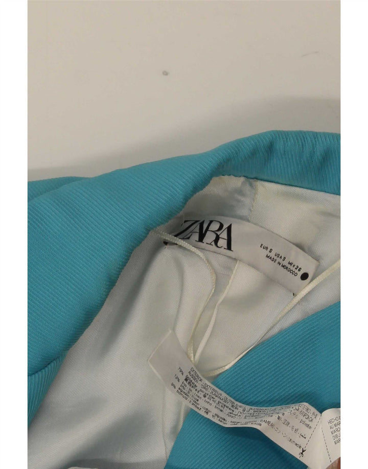 Zara Γυναικείο μπουφάν blazer διπλό στήθος UK 10 Small Blue Polyester