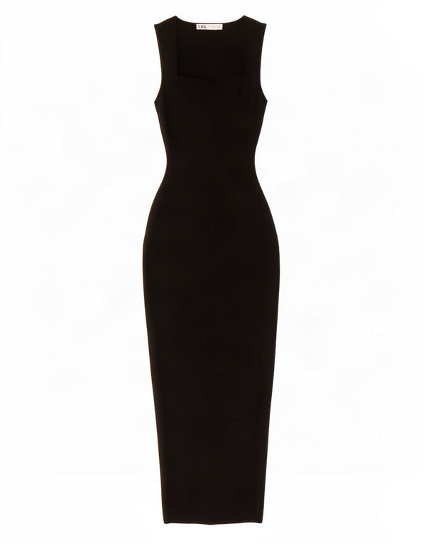 Zara Γυναικείο Αμάνικο Maxi Φόρεμα UK 8 Small Black Viscose