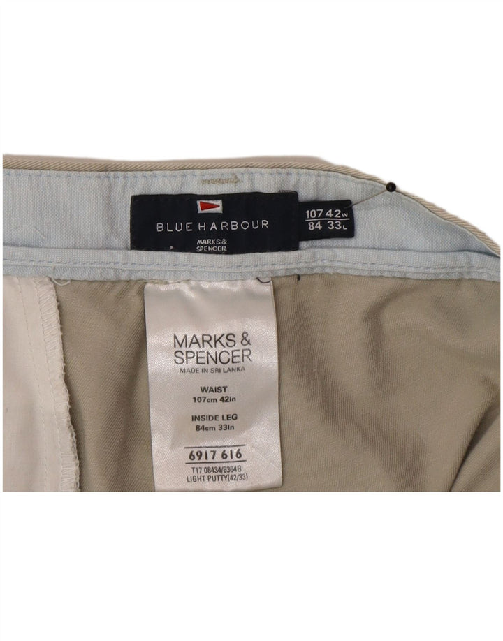Marks & Spencer Womens Blue Harbour Straight Chino Παντελόνι W42 L33 Γκρι