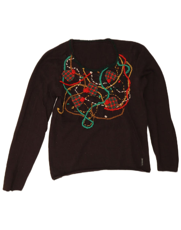 Armani Jeans Γυναικείο Abstract Pattern Boat Neck Jumper πουλόβερ UK 10 Small B